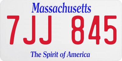 MA license plate 7JJ845