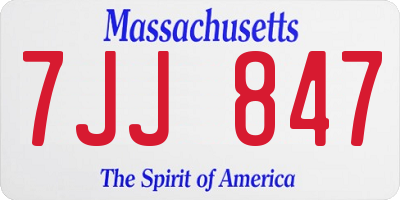 MA license plate 7JJ847