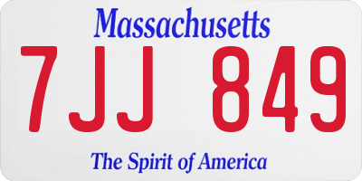 MA license plate 7JJ849