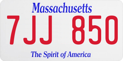 MA license plate 7JJ850