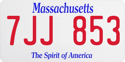 MA license plate 7JJ853