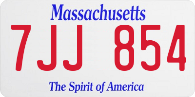 MA license plate 7JJ854