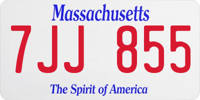 MA license plate 7JJ855