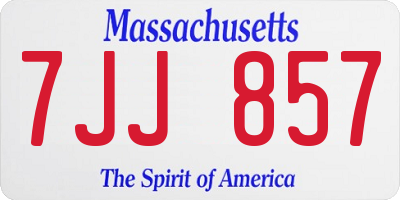 MA license plate 7JJ857