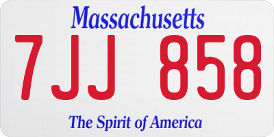 MA license plate 7JJ858