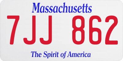 MA license plate 7JJ862