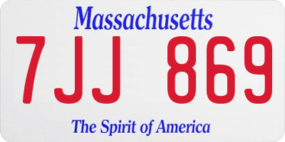 MA license plate 7JJ869