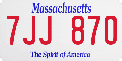 MA license plate 7JJ870