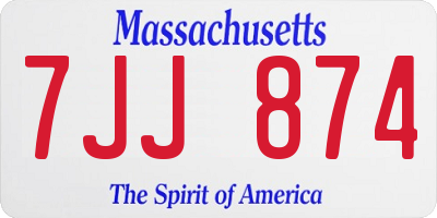 MA license plate 7JJ874