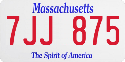 MA license plate 7JJ875