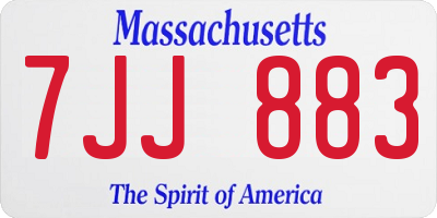 MA license plate 7JJ883