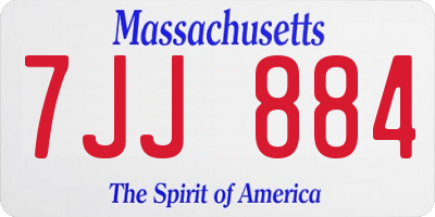 MA license plate 7JJ884