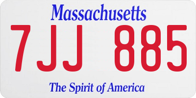 MA license plate 7JJ885