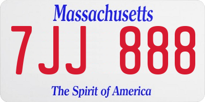 MA license plate 7JJ888
