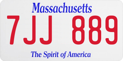MA license plate 7JJ889