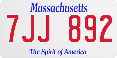 MA license plate 7JJ892