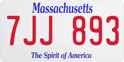 MA license plate 7JJ893