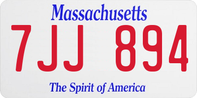 MA license plate 7JJ894