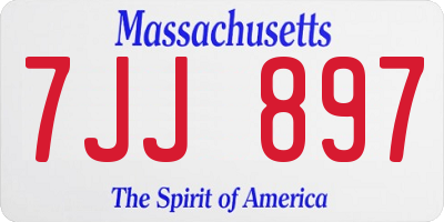 MA license plate 7JJ897