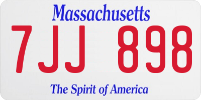 MA license plate 7JJ898