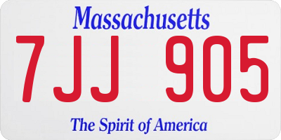 MA license plate 7JJ905