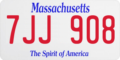 MA license plate 7JJ908