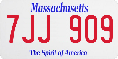 MA license plate 7JJ909