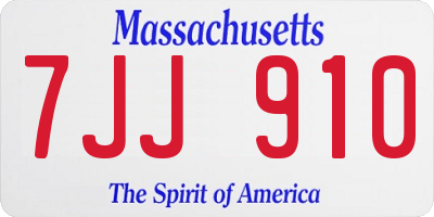 MA license plate 7JJ910