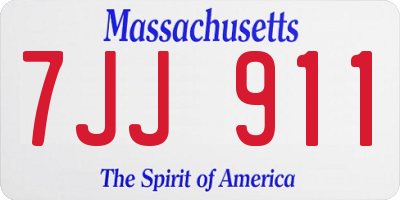 MA license plate 7JJ911