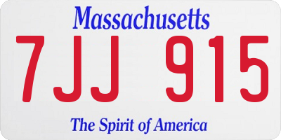 MA license plate 7JJ915