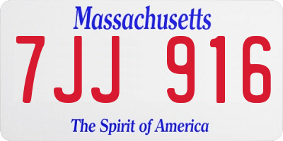 MA license plate 7JJ916