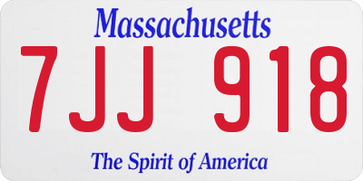 MA license plate 7JJ918