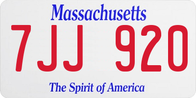 MA license plate 7JJ920