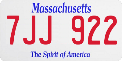 MA license plate 7JJ922