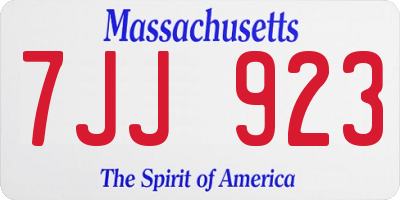 MA license plate 7JJ923