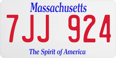 MA license plate 7JJ924