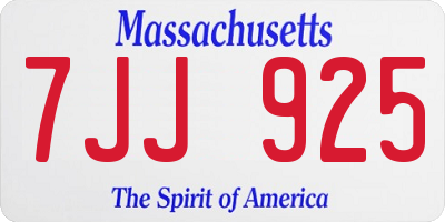 MA license plate 7JJ925