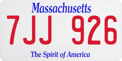 MA license plate 7JJ926