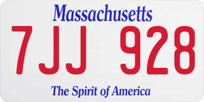 MA license plate 7JJ928
