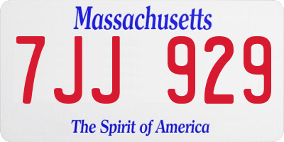 MA license plate 7JJ929