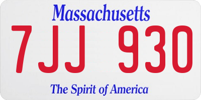 MA license plate 7JJ930