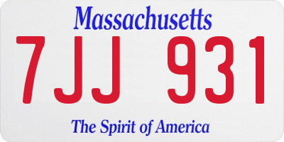 MA license plate 7JJ931