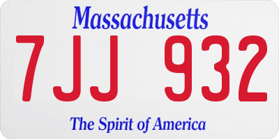 MA license plate 7JJ932