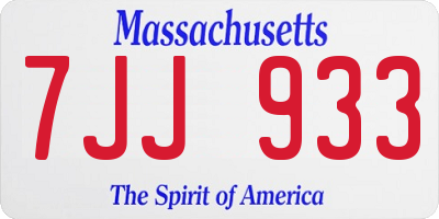 MA license plate 7JJ933