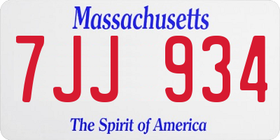 MA license plate 7JJ934