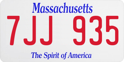 MA license plate 7JJ935