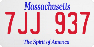 MA license plate 7JJ937
