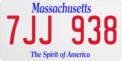 MA license plate 7JJ938