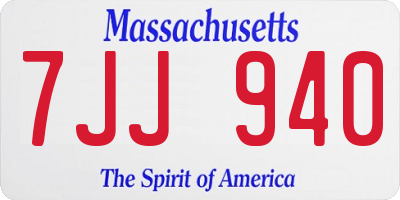MA license plate 7JJ940