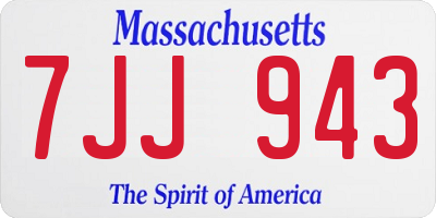 MA license plate 7JJ943